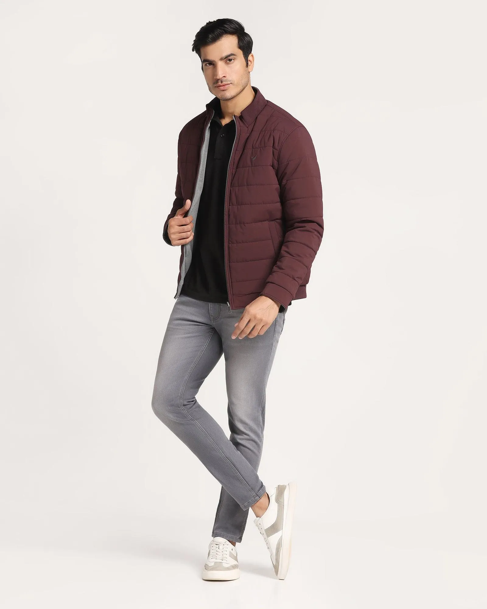 Reversible Wine Solid  Zipper Jacket - Vietro