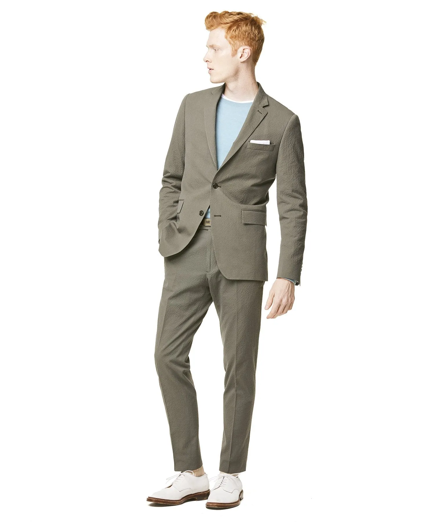 Seersucker Sutton Suit Jacket in Olive