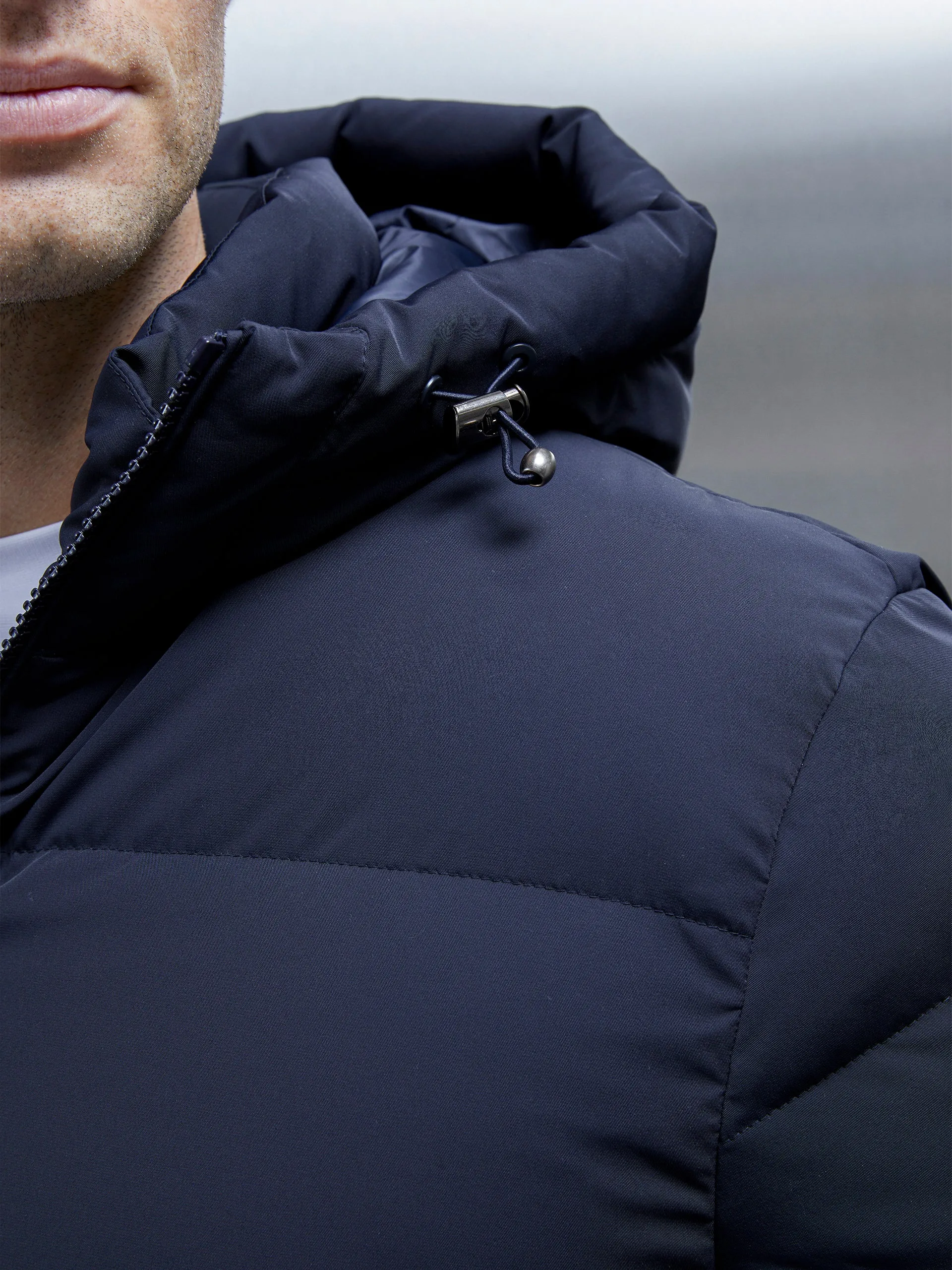 Short Down Pocket Parka in Navy