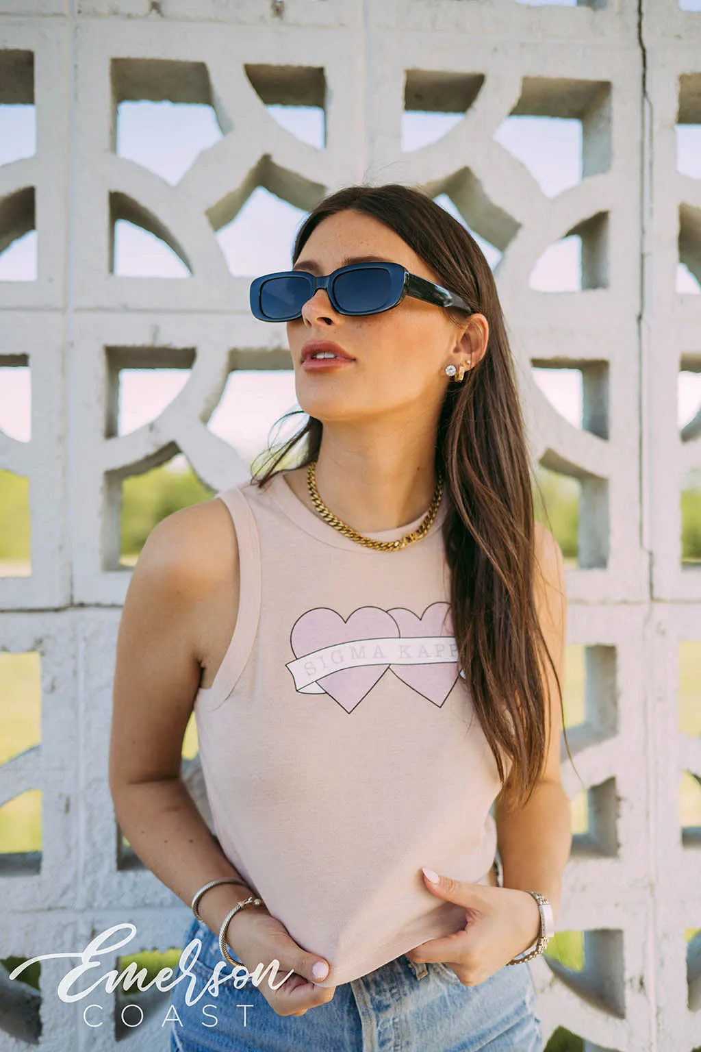 Sigma Kappa Hearts Colorblock Tank