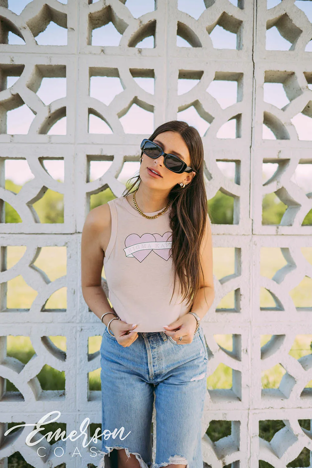 Sigma Kappa Hearts Colorblock Tank