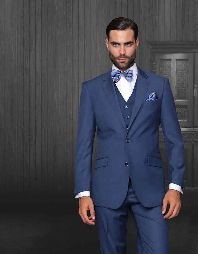 Statement 3 Piece Modern Fit Suit - Indigo | 100% Wool | Super 150's