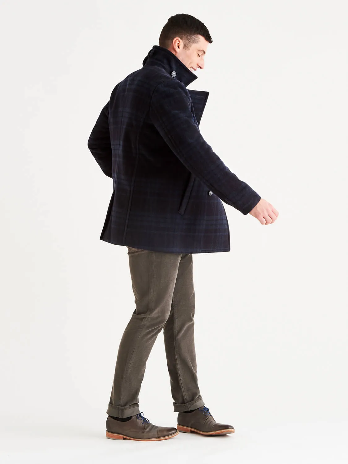 Stewart StormLux™ Plaid Wool Cashmere Peacoat