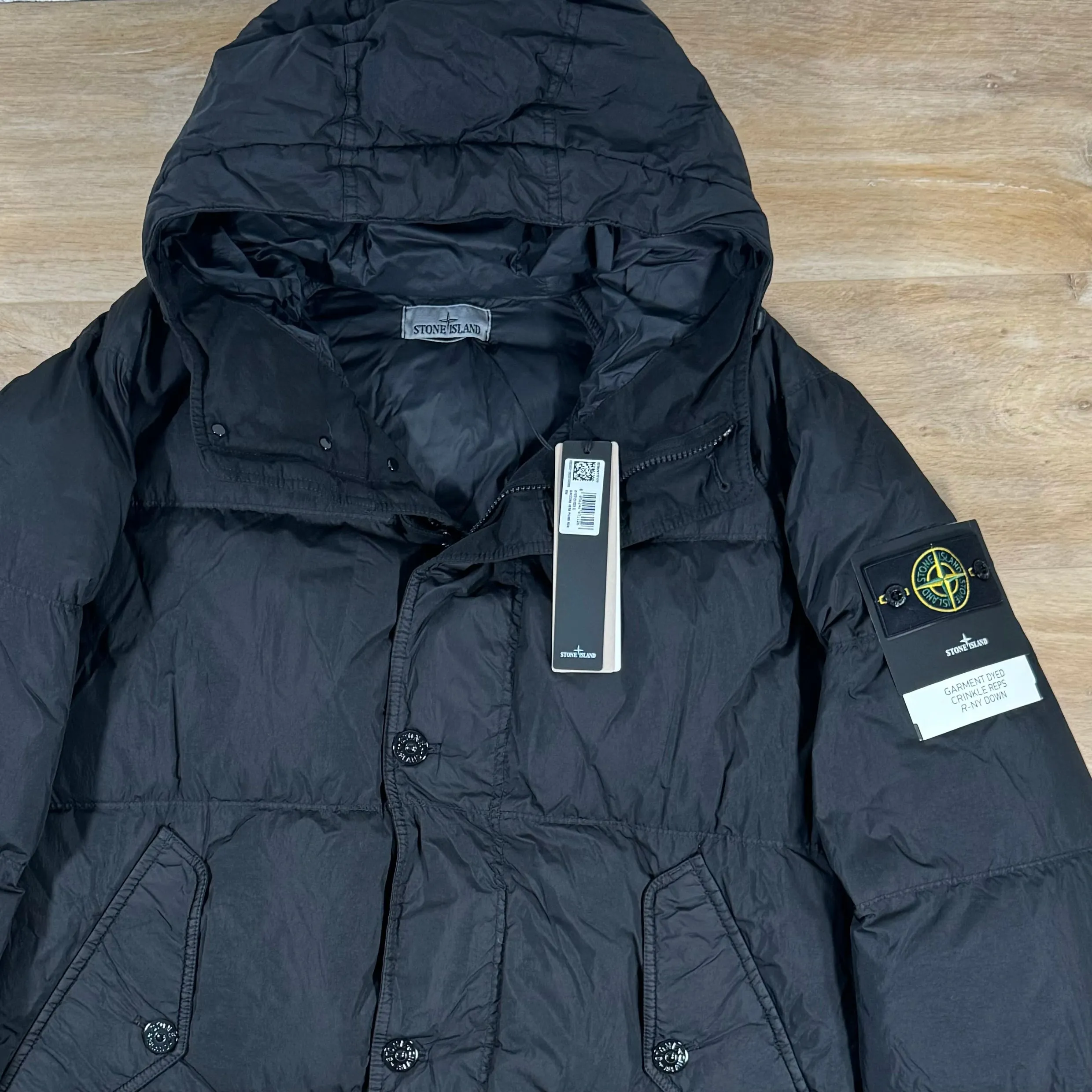 Stone Island Crinkle Reps R-NY Down Parka in Black