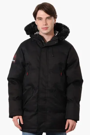 Super Triple Goose Faux Fur Twill Parka Jacket - Black