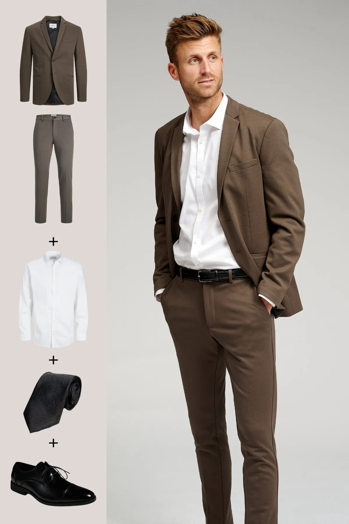 The Original Performance Suit (Dark Brown)   Shirt, Tie & Derby Shoes - Package Deal