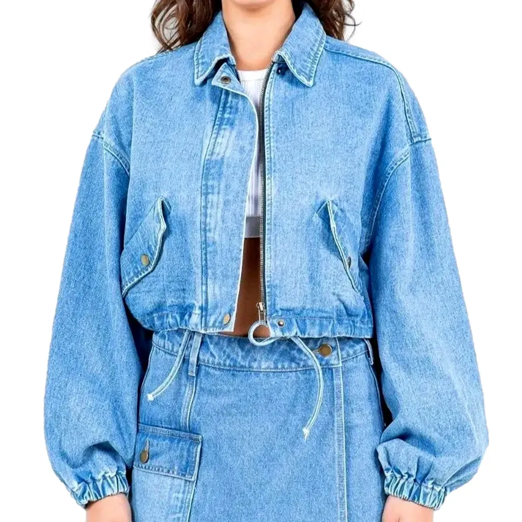 Trendy oversized women's denim jacket