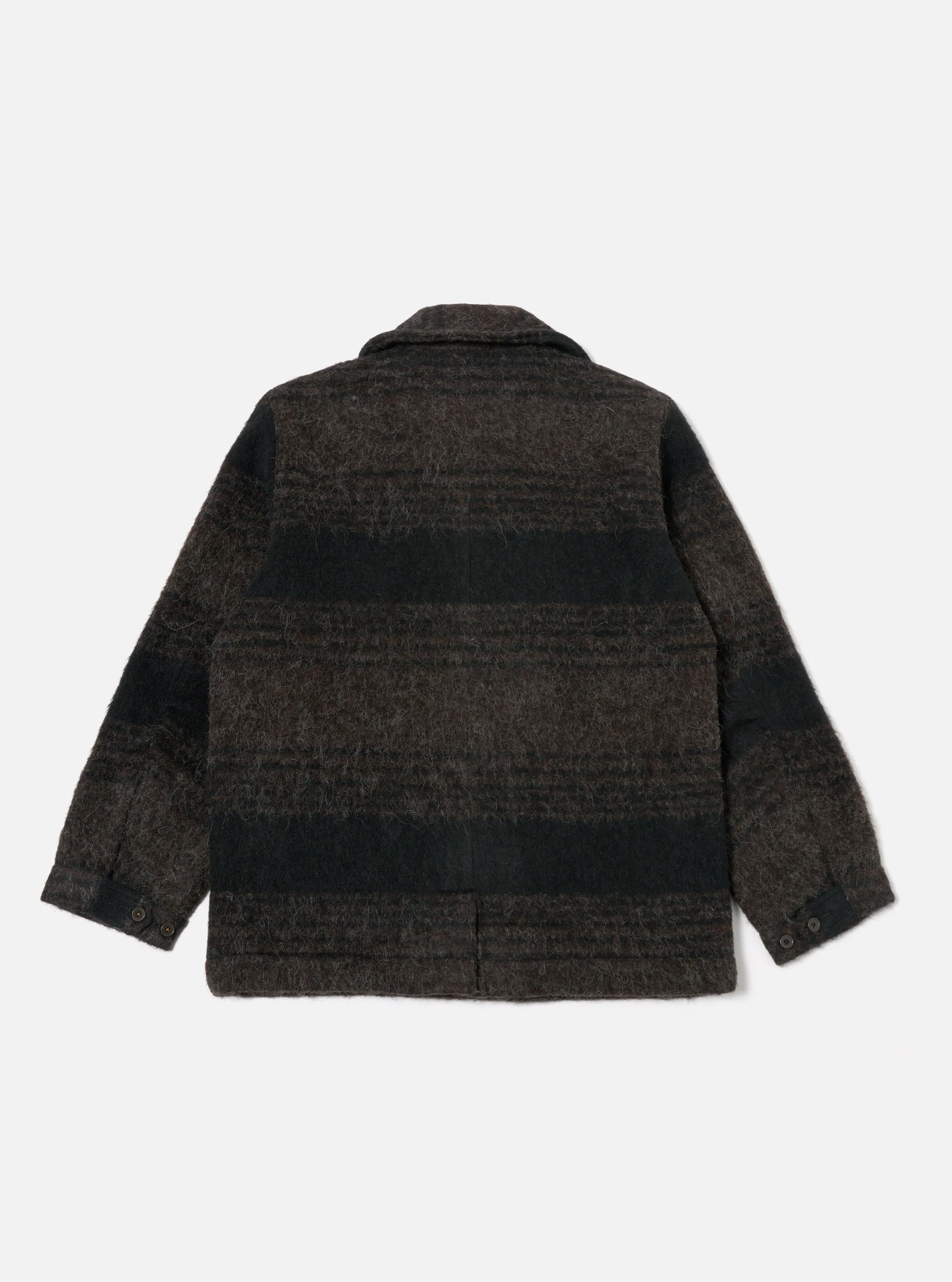 Universal Works Peacoat in Brown/Black Alpaca Recycled Mix