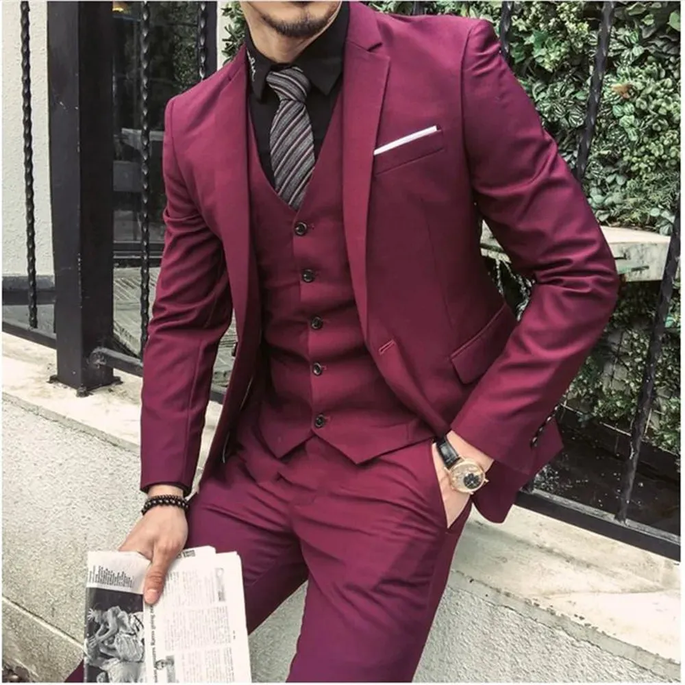 WIAOFELLAS Dark Grey Men Suit Slim Fit Smart Casual Business Formal Party Prom Blazer Jacket 3 Pieces Summer Wedding Groom Tuxedos 20