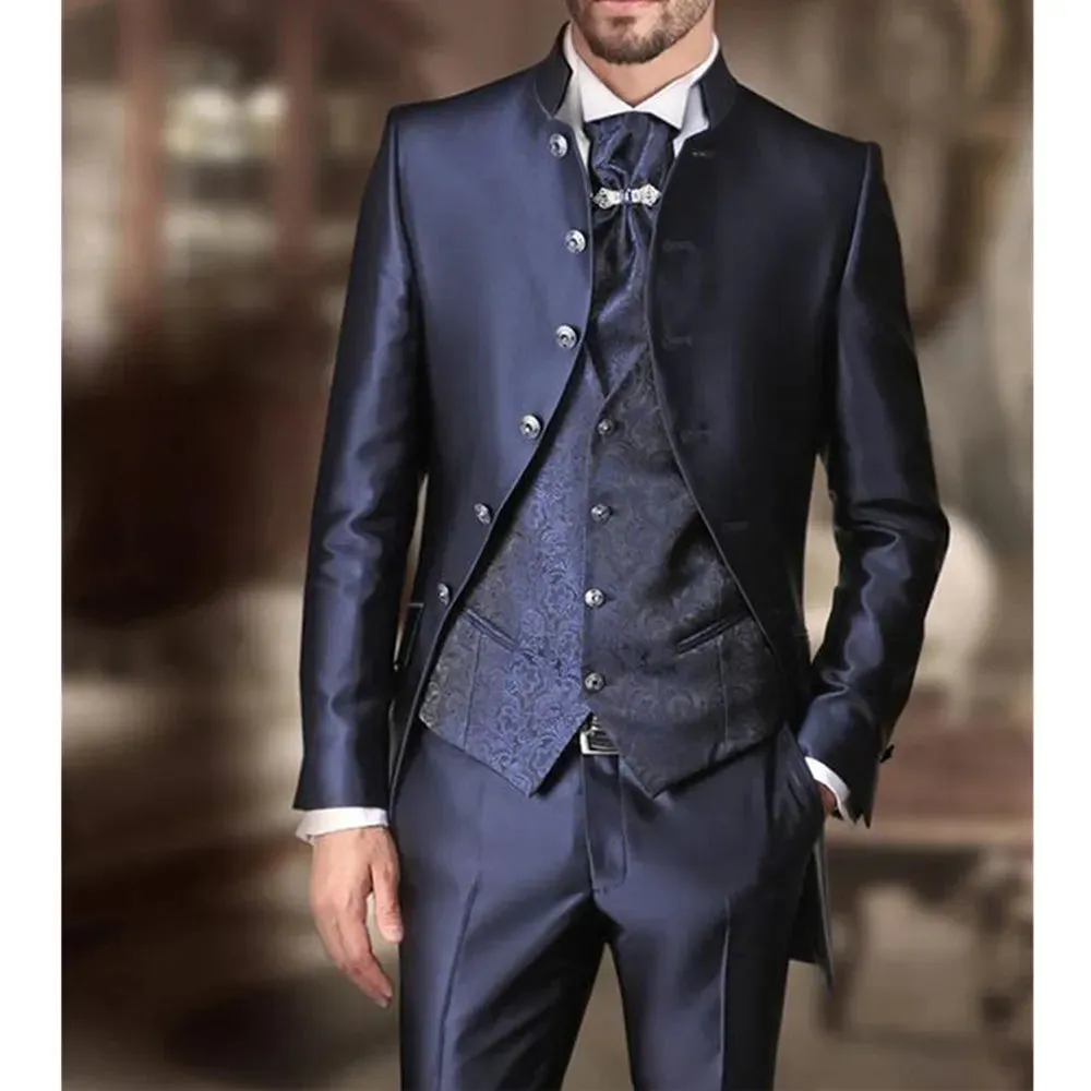 WIAOFELLAS Dark Grey Men Suit Slim Fit Smart Casual Business Formal Party Prom Blazer Jacket 3 Pieces Summer Wedding Groom Tuxedos 20