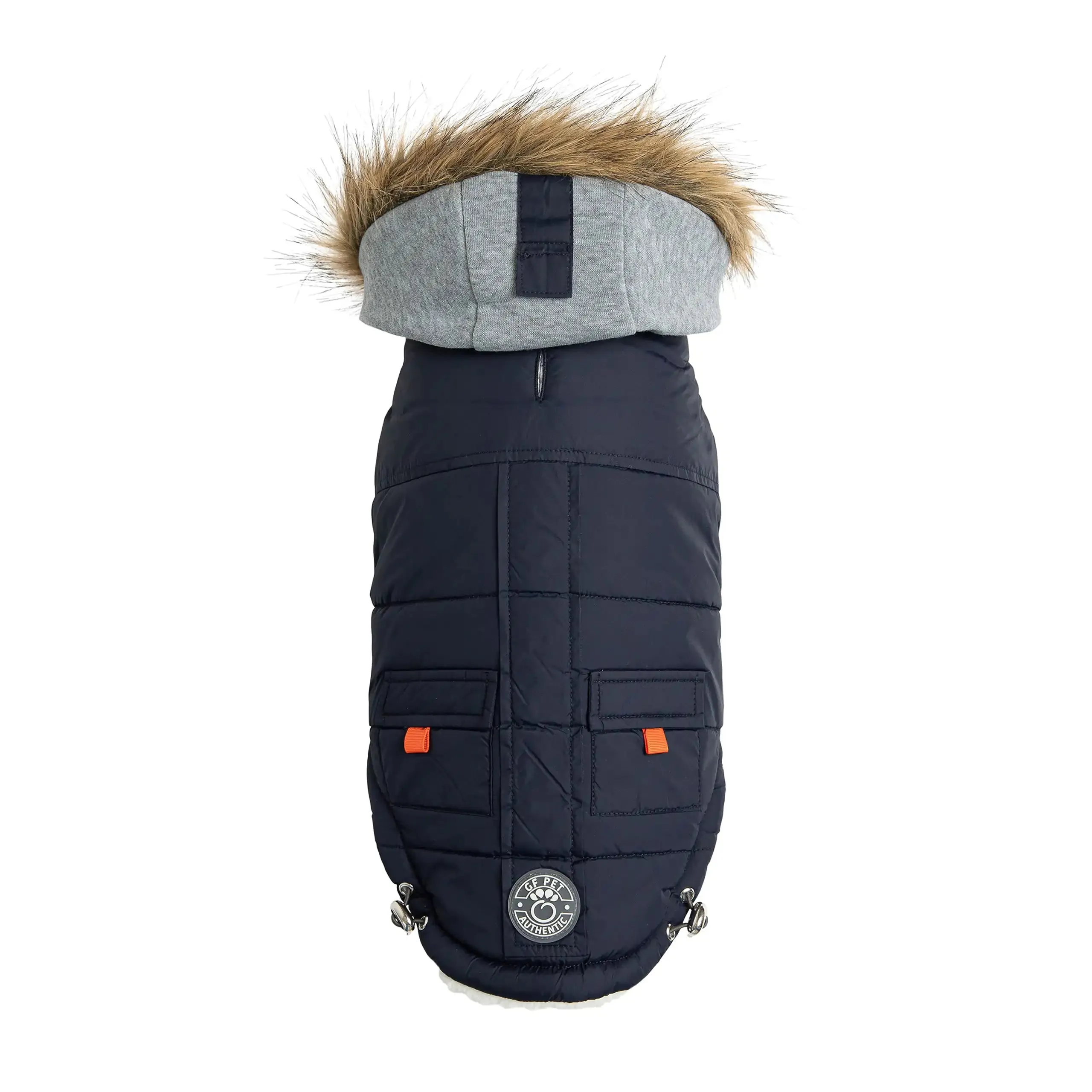 Winter Sailor Dog Parka, Sherpa Fleece Lining - Navy