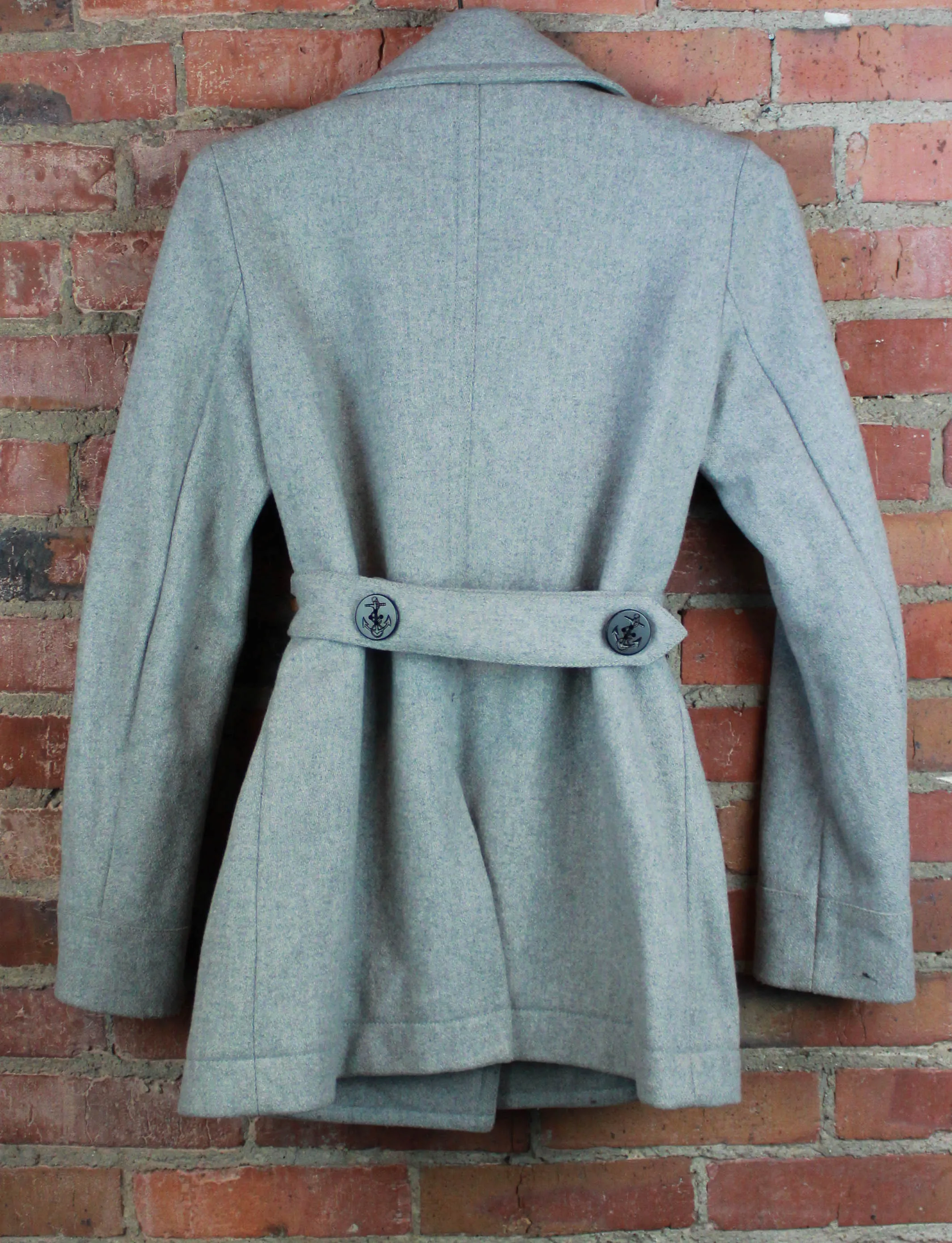 Women's Vintage 90's Ralph Lauren Polo Peacoat Navy Jacket Wool Grey Small