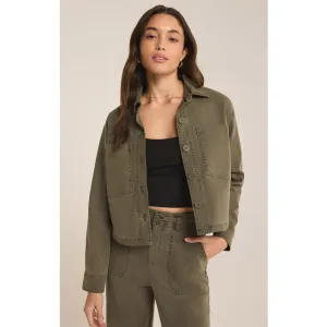 Z Supply All Day Cropped Washed Jacket Grape Leaf